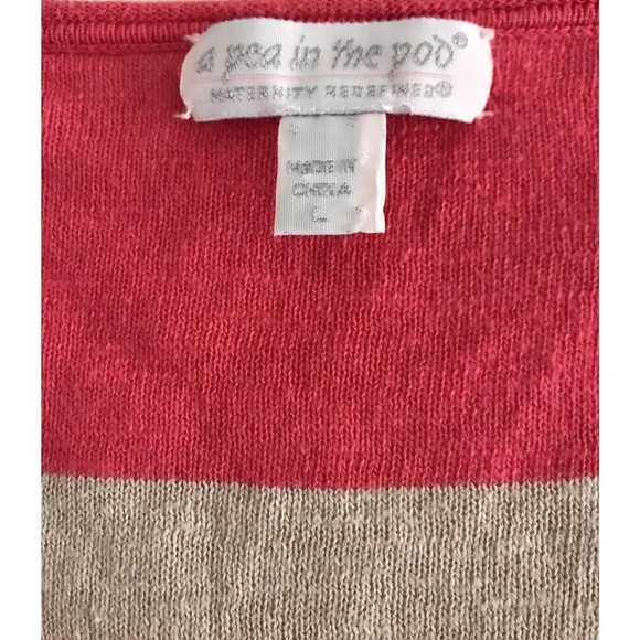 A Pea in The Pod | Womens Sz L Red Side Ruched Stripe Top Long Sleeves Pullover - Picture 8 of 9
